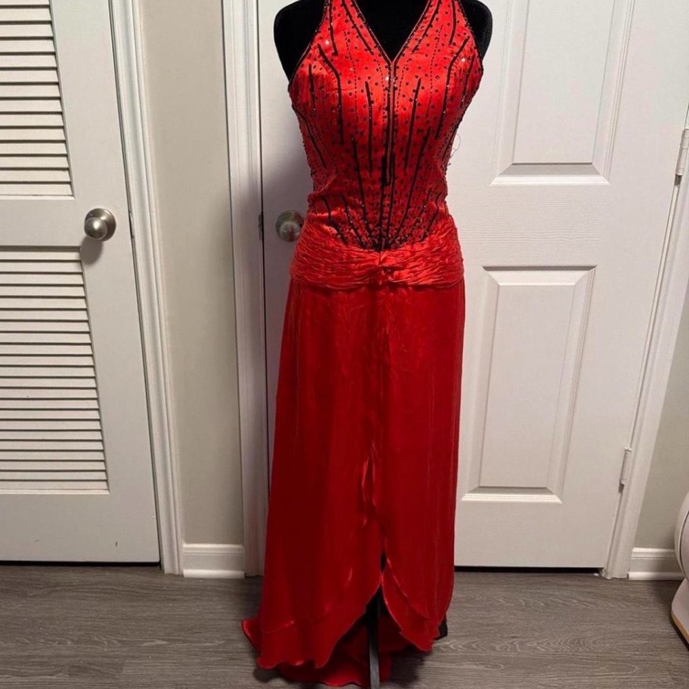 Jovani Red Beaded Maxi Dress